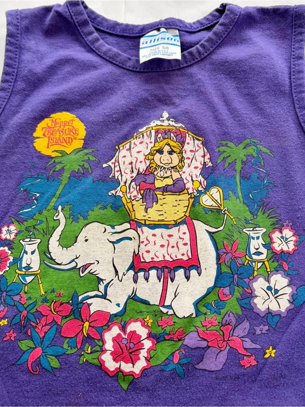 1990s Muppet Treasure Island Girls Purple Tank Top with shorts